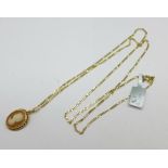 A 9ct gold cameo pendant and chain, 5.2g, chain 60cm