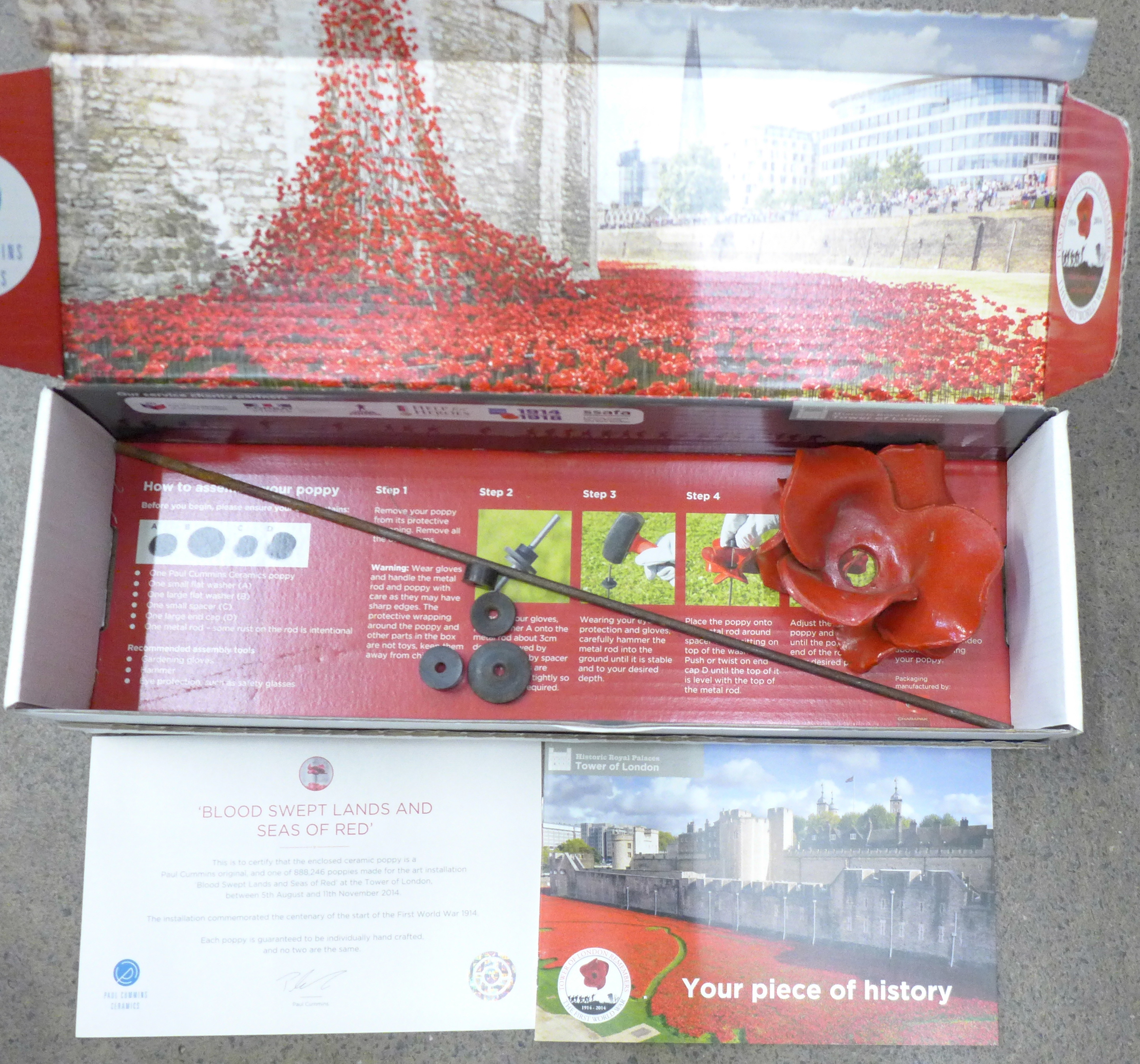 A Paul Cummins Ceramics ceramic poppy, Tower of London installation 2014 World War I centenary, with