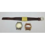 Three wristwatches, Unomatic, Perona and a Seiko quartz dress wristwatch