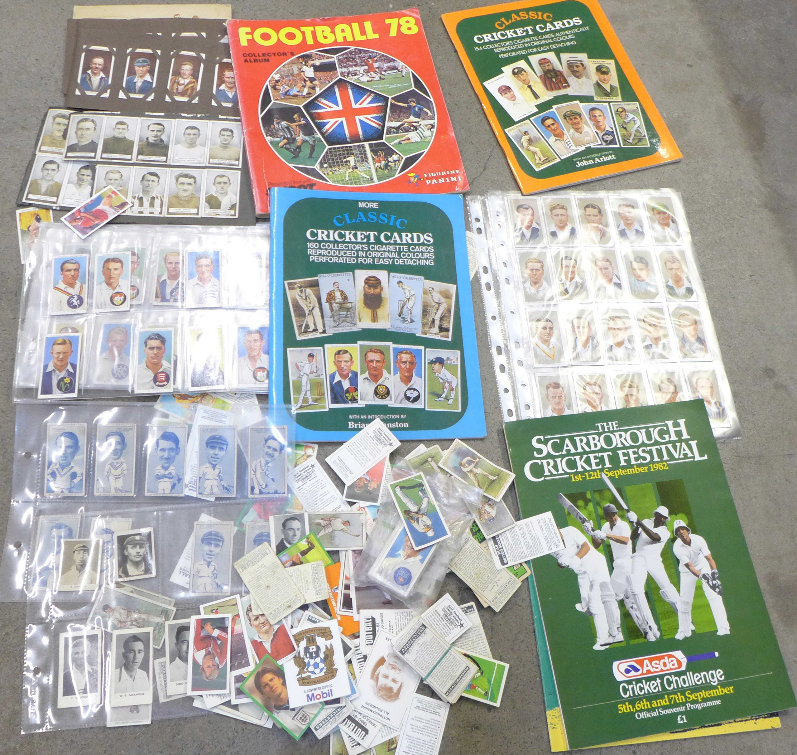 Cigarette cards; football and cricket cigarette and trade cards, loose and in albums includes Panini