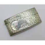 A silver card case, Birmingham 1908, with inscription dated 1912