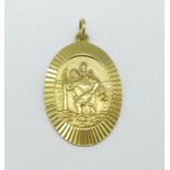 A 9ct gold St. Christopher pendant, 2.8g