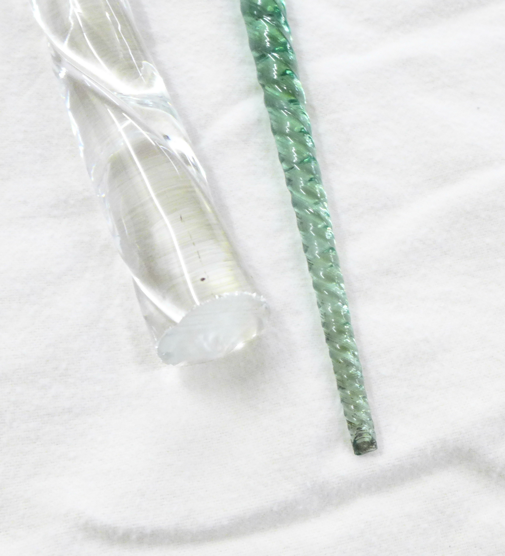 Two glass walking sticks, clear glass cane a/f - Image 3 of 3