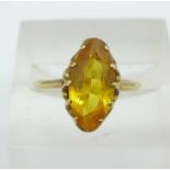 A 9ct gold and citrine ring, 2.5g, K