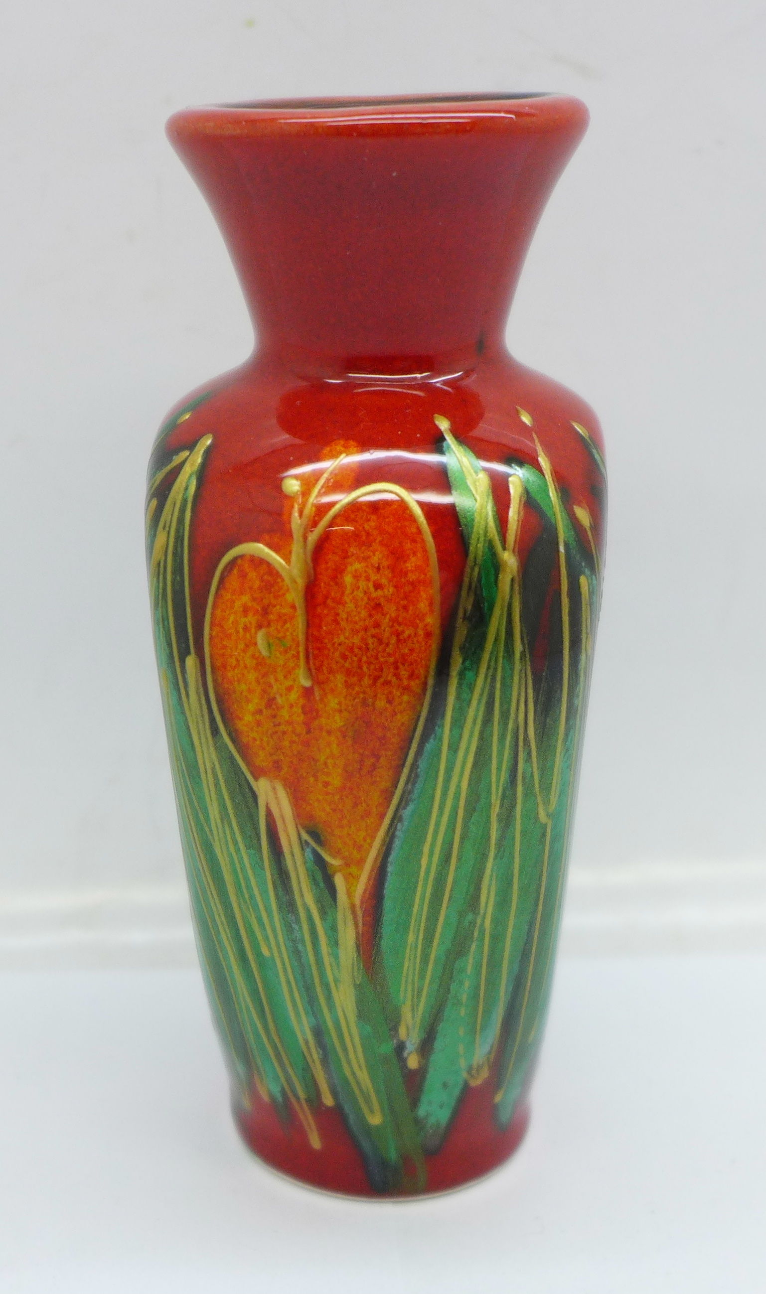 An Anita Harris flat fronted vase in the Crocus design, signed in gold on the base, 12cm - Image 2 of 5