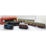 A Hornby Railways OO gauge R353 LBSC 0-6-0T locomotive, boxed, two carriages, wagon and two