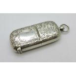 A late Victorian silver combination vesta case sovereign holder with gilt interior, Colen Hewer