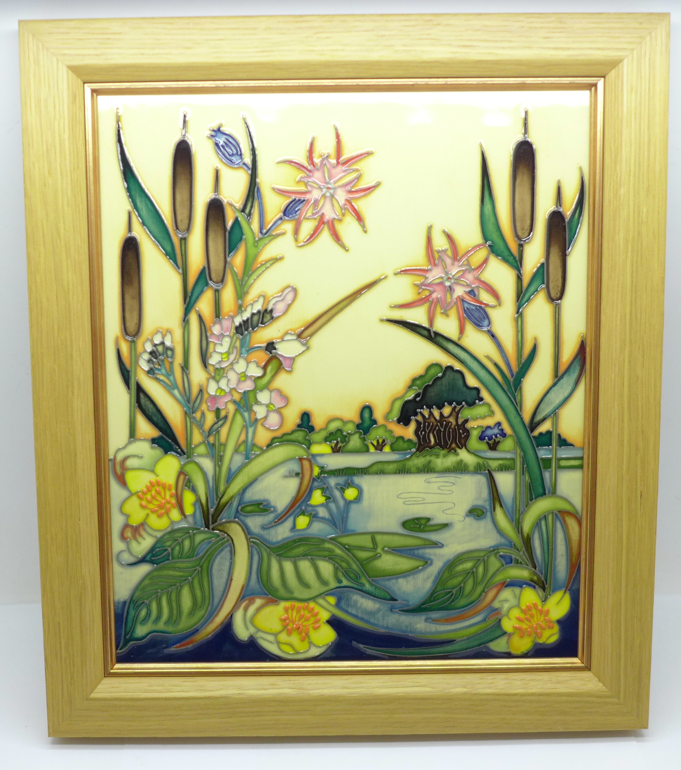 A Moorcroft Runnymede plaque, designed by Nicola Slaney, numbered edition, boxed