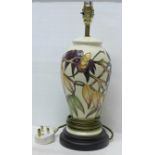 A Moorcroft table lamp, height without base and fitting 26.5cm