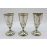 Three Russian silver kiddush cups