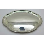 A silver scalloped edge tray, 248g, Birmingham 1924, 18cm x 25.5cm