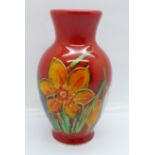 An Anita Harris delta vase in the Daffodil design, signed in gold on the base, 13cm