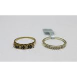 Two 9ct gold rings, one 'I Love You' ring set with sapphire and cubic zirconia, and one set with