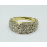 A 9ct gold and diamond ring, 3.1g, M