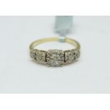 A 9ct gold and diamond ring, 0.25 carat weight marked on the shank, 2.5g, R