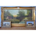 Three naive oils, landscapes, all framed