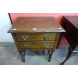 A George III style oak two drawer side tabe