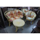 A bamboo and rattan four piece suite