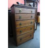 A Victorian Aesthetic Movement pitch pine chest of drawers