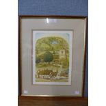 A signed Glynn Thomas limited edition print, Grantchester, framed