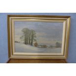 William Burns (1923 - 2010), Elms In The Snow, oil on board, 38 x 59cms, framed