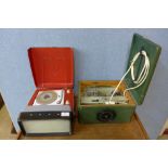 A Bush Top Ten portable record player and an Art Deco radio