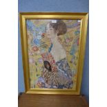 A Gustav Klimt print, framed