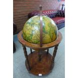 A terrestrial globe cocktail trolley