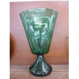 A large green glass vase, 35cm
