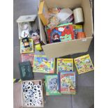 A box of toys, games and books