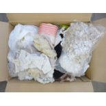 A box of antique lace, lace edged trims, etc.