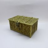 A heavy brass casket, width 148mm