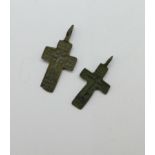 Two bronze Viking crosses, found in Russia