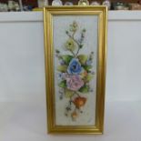 A Neapolitan framed floral plaque, 22.5cm x 50cm