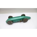 A clockwork tin-plate model racing car, 20cm