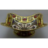 A Royal Crown Derby 1128 two handled basket, two small losses of gilt decoration