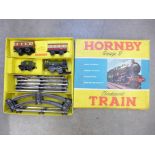 A Hornby O gauge no. 21 clockwork passenger train set, boxed