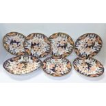 A Royal Crown Derby dessert service, Kings pattern 383, 1877-1890, six 22.5cm plates and two pairs