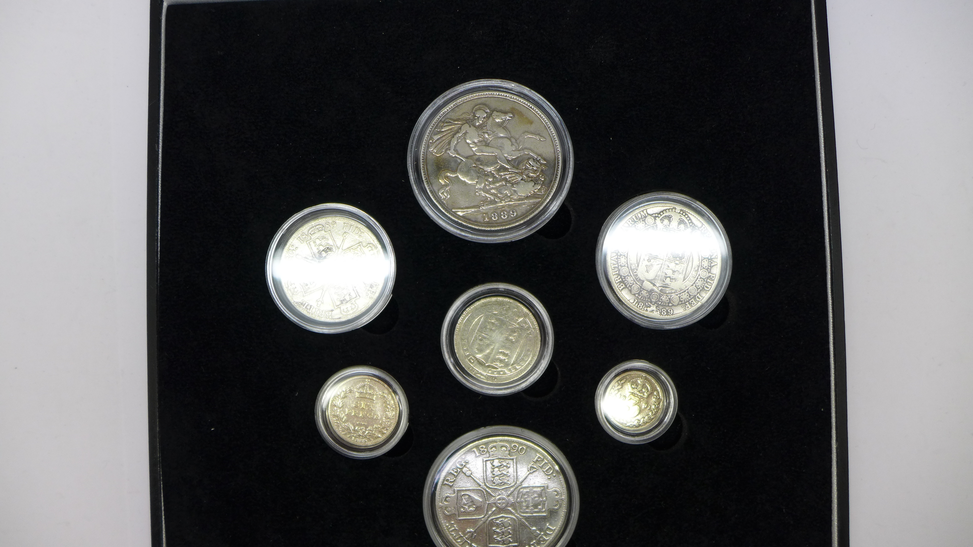 A The London Mint Office Queen Victoria Jubilee Portrait 1887-1893 Silver Coin Set, cased - Image 3 of 4