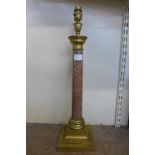 An Italian brass and marble table lamp base