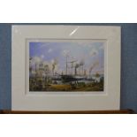 A signed S.F. Smitheman limited edition print, S.S. Great Britain arriving in New York on her maiden