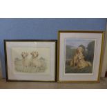 A signed Nigel Henning print, Yellow Labradors and one other