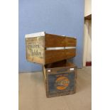 Two wooden advertising crates