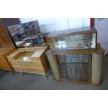 A walnut cocktail cabinet and an oak dressing chest