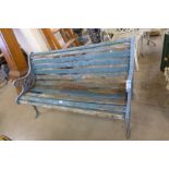 A cast iron ended garden bench