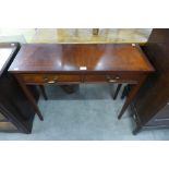 A mahogany two drawer side table