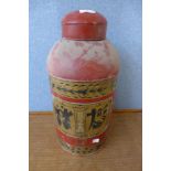 A Chinese metal tea cannister