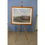 An artist's easel and an English Civil War print