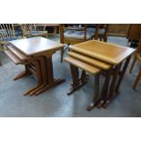 Two teak nests of tables