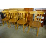 A set of four beech kitchen chairs